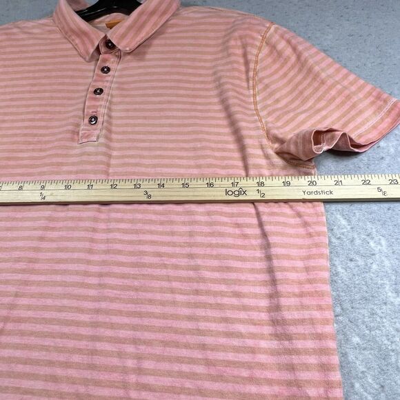 Hugo Boss Polo Shirt Mens Large Orange Striped Regular Fit Short Sleeve Logo - Picture 7 of 11
